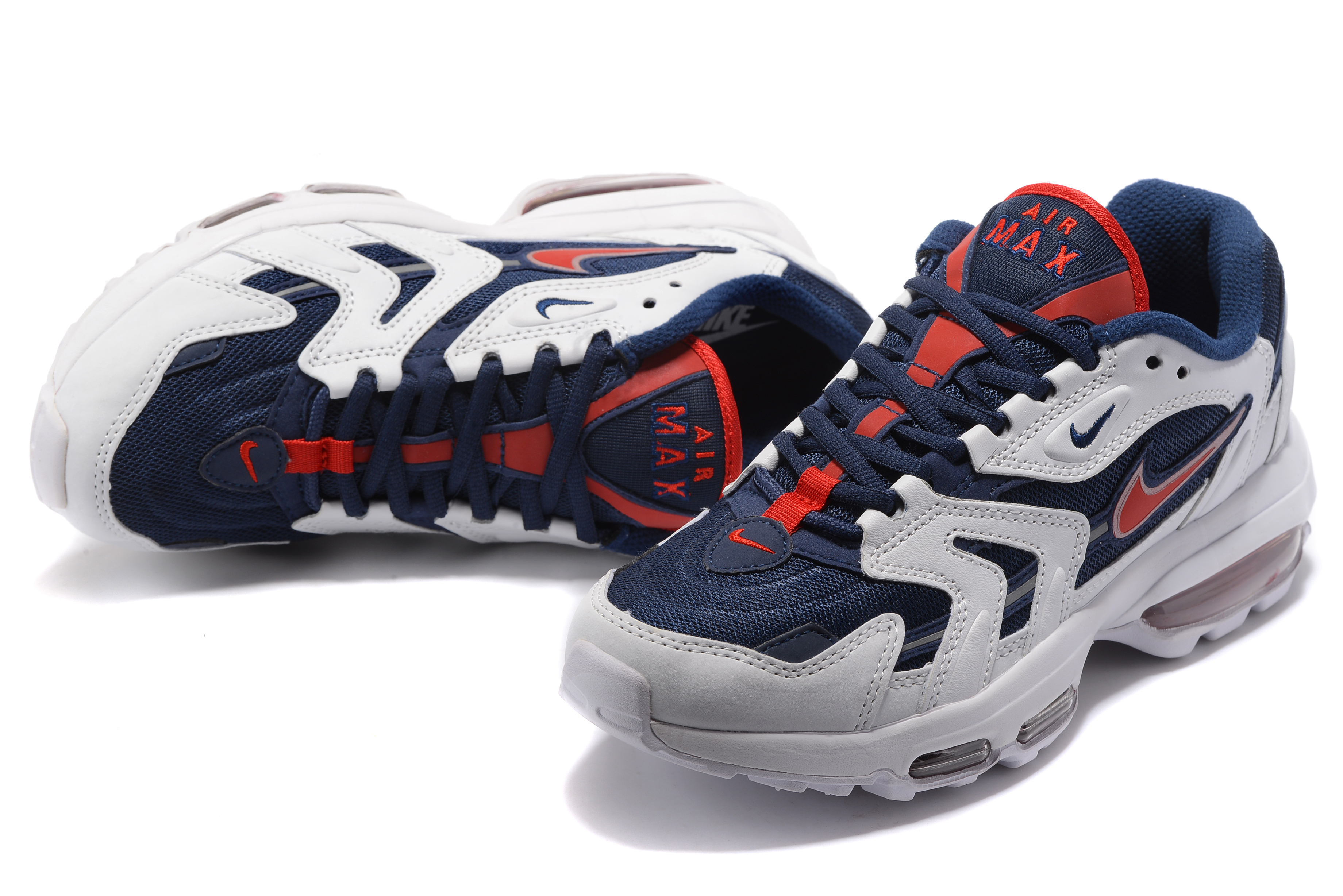 Men Nike Air Max 96 White Blue Red - Click Image to Close